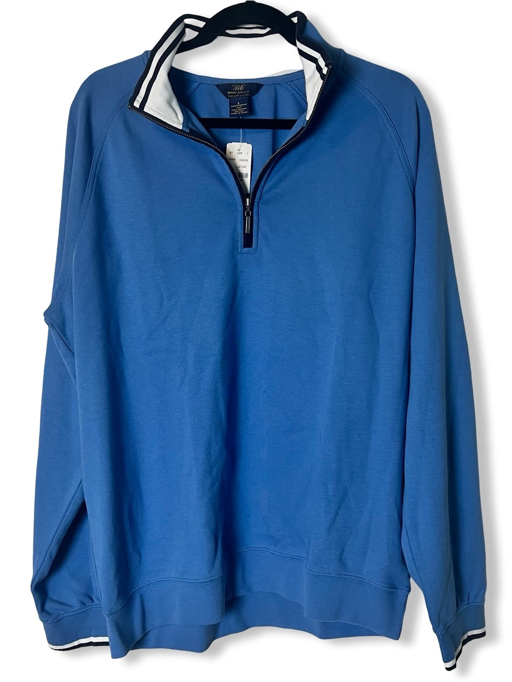 Brooks Brothers 346 Mens Blue Quarter Zip Pullover Supima Cotton NWT Sz L